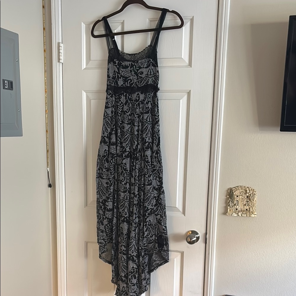 Free People Black and Gray Patterned Maxi Dress